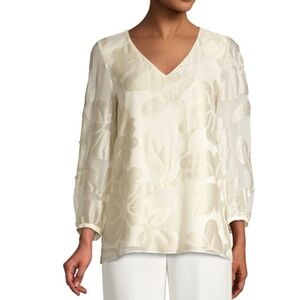 NWT Lafayette 148 New York Arnette Floral Silk-Blend Blouse — XS